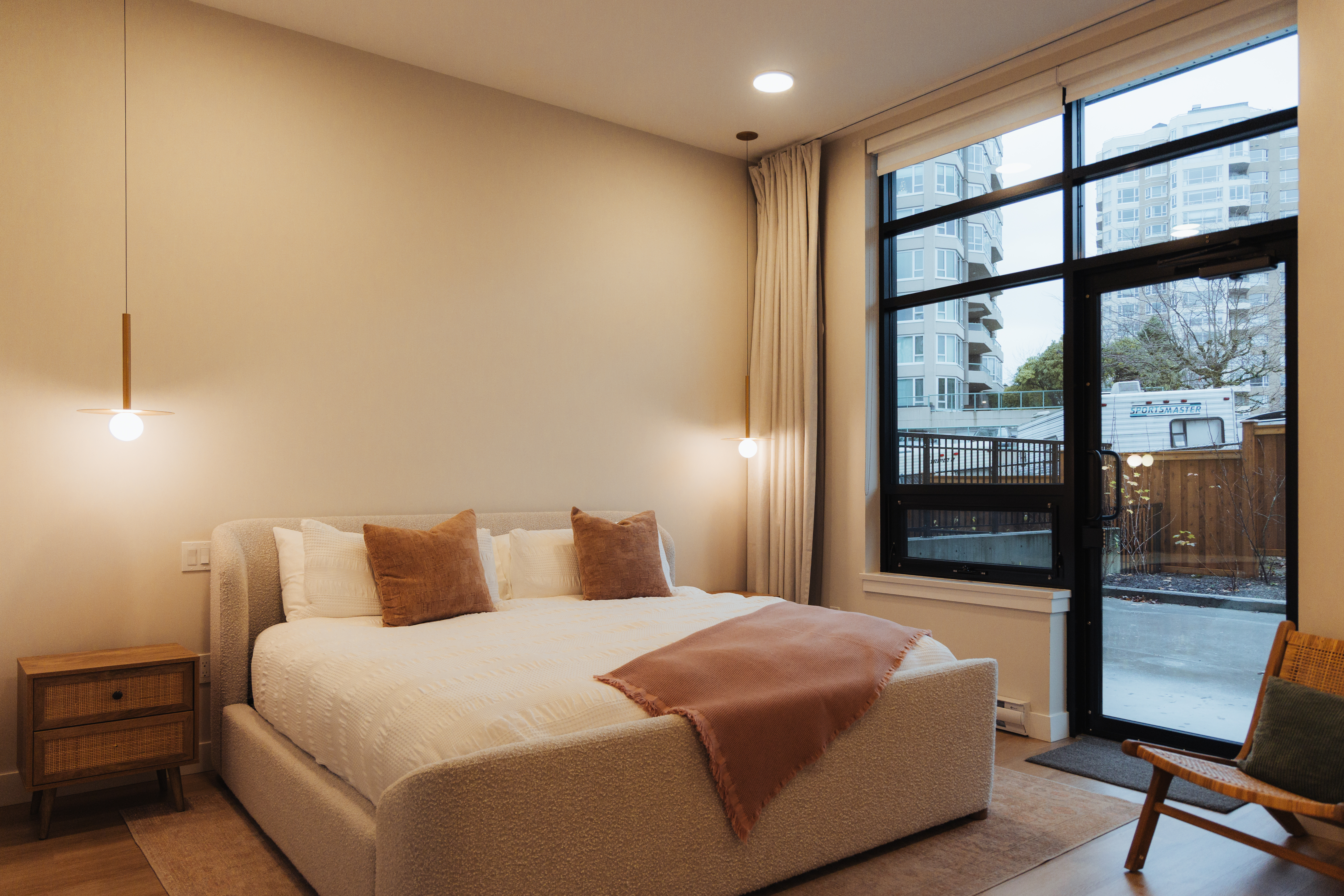 Styled suite bedroom at Central Park Village